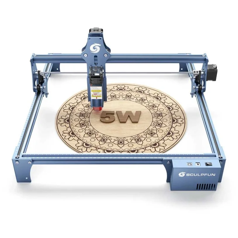 SCULPFUN S9 5.5W Laser Engraver, 0.06mm Ultra-Fine Compressed Spot, Diode Laser, 0.08mm High Precision, Cut 15mm Thick Wood 10mm Acrylic, Fixed Focus, Engraving Area 410*420mm