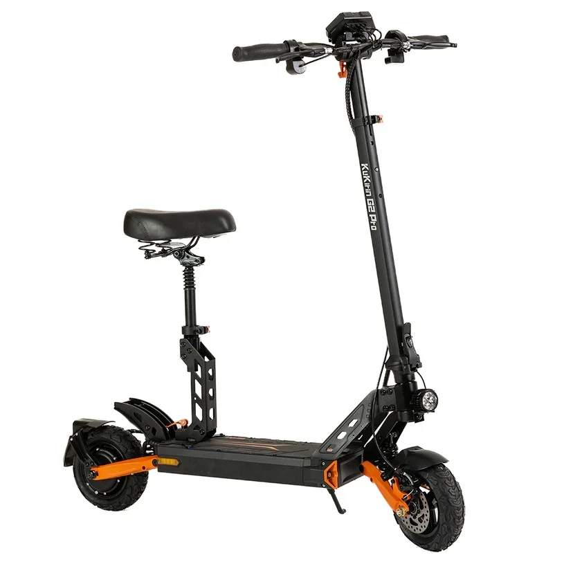 KuKirin G2 Pro Folding Electric Scooter 9.0x3.0 Inch Tubeless Vacuum Tire 600W Motor 48V 15.6Ah Battery 58km Max Range, HD LCD Display Dual Disc Brake Led Light  Spring Shock Absorber, Detachable Seat Turn signal light