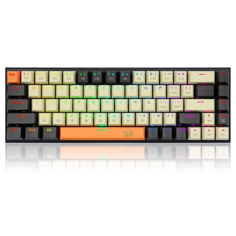 Redragon K633CGO-RGB 68-key Mechanical Gaming Keyboard, RGB Backlight, USB-C Wired Connection, Double-Shot Keycaps, Hot-Swappable Switches - Black