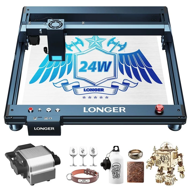 LONGER Laser B1 20W Laser Engraver Cutter, 4-core Laser Head, 22-24W Output Power, 450 x 440mm Engraving Area