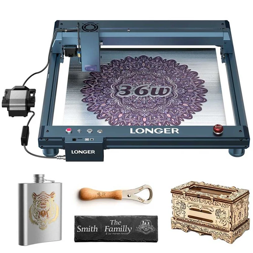 LONGER Laser B1 30W Laser Engraver Cutter, 6-core Laser Head, 33-36W Power Output, 450 x 440mm Engraving Area