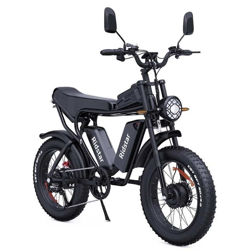 Ridstar Q20 Pro Off-road Electric Bike, 20*4.0 inch Fat Tires 1000W*2 Motor 52V 20AH Dual Battery 55km/h Max Speed 288km Max Range 150kg Max Load IP65 Waterproof Dual Hydraulic Disc Brake
