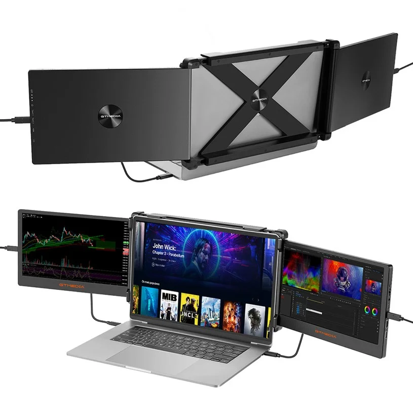GTMEDIA MATE X Portable Dual Screen Monitor Laptop Screen Extender for 13-17.3" Laptop, 11.6 inches 1920*1080 IPS Screen, 60Hz Refresh Rate, 178° Viewing Angle, 2*Type-C 1*HDMI 1*USB 2.0 1*3.5mm Headphone Jack