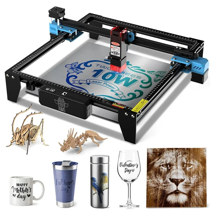 TWO TREES TTS-10 Pro 10W Laser Engraver, 32-bit Mainboard, 0.08*0.08mm Compressed Spot, 0.1mm Precision, 300*300mm