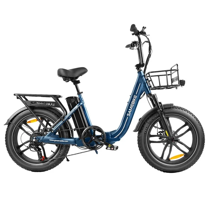 SAMEBIKE C05 Pro Electric Bike, 500W Motor, 36V 13Ah Battery, 20*4-inch Tires, 35km/h Max Speed, 70km Max Range, Mechanical Disc Brakes, Shimano 7 Speed - Dark Blue
