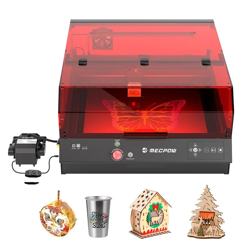 Mecpow X4 Pro 22W FDA Class 1 Laser Engraving Machine, Built-in Camera, 22000mm/min Speed, 0.08x0.1mm Laser Spot, Support LightBurn/ LaserGRBL/ MKSLaser, 410*400mm