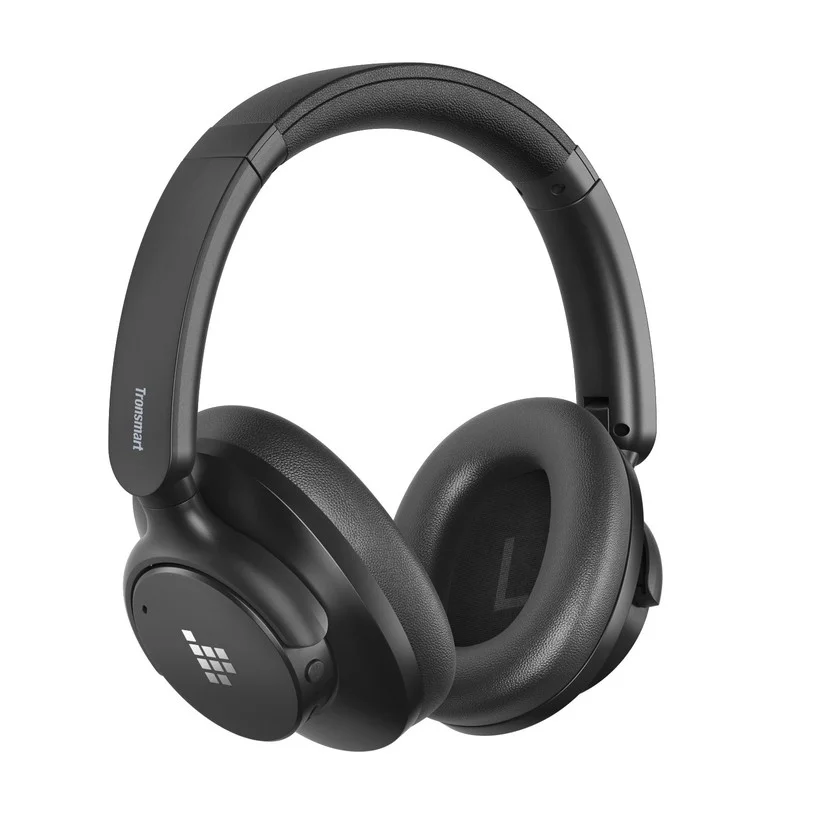 Tronsmart SOUNFII Q20S Hybrid ANC Headphones, Hybrid Active Noise Cancellation, 60 Hours Playtime, Hi-Res Audio, 90° Swiveling Earpads, Pair with 2 Devices, Tronsmart App Control - Black