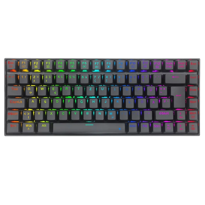 Refurbished Redragon K629-RGB 75% RGB Backlight Mechanical Gaming Keyboard 84 Keys Red Switch DE Layout Black