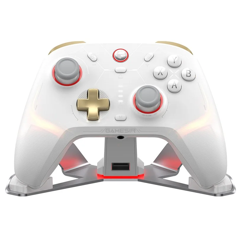 GameSir Cyclone 2 Game Controller with Charging Dock, Tri-mode Connection, Compatible with PC / Steam / Android / iOS / Switch, Mag-Res TMR Sticks, 3 Trigger Modes, Rumble Motors, RGB Lights - White, Bundle Edition