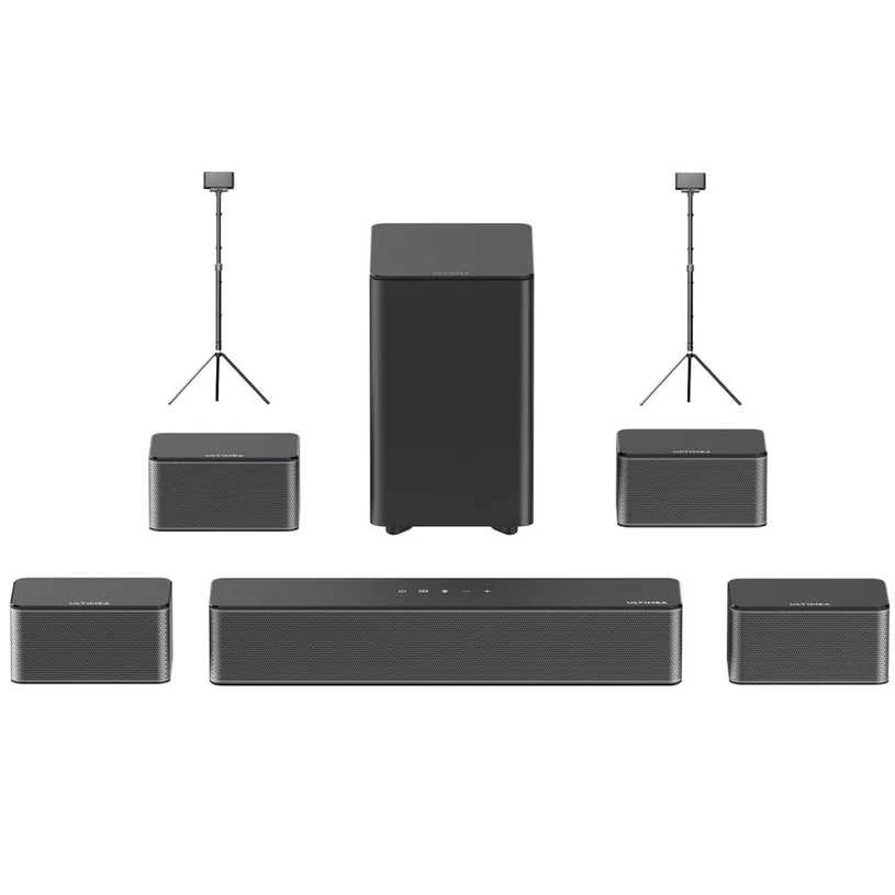Ultimea Poseidon D70 7.1 Soundbar + 1 Pair * Steady 300 Speaker Stands, 10 Bands Equalizer, 121 Preset EQ Matrices, BassMX Technology, Smart APP Control