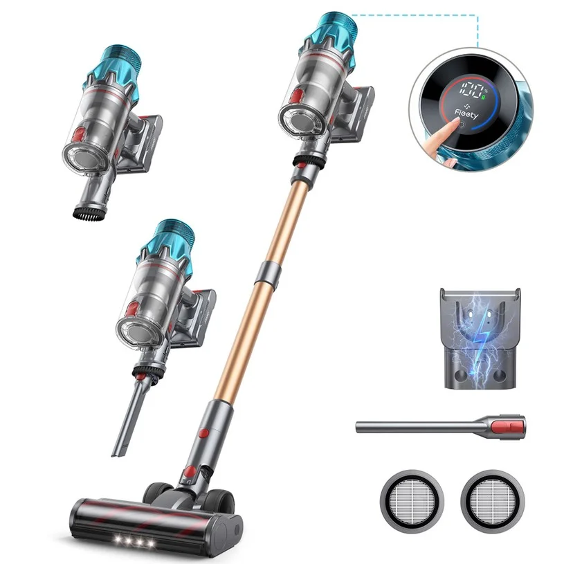 Laresar Ultra 7 Cordless Stick Vacuum, 550W/45kPa Powerful Suction, Touch Screen, Up to 60 Mins Runtime, with Touchscreen and Anti-Tangle Brush for All Types of Hard Floors