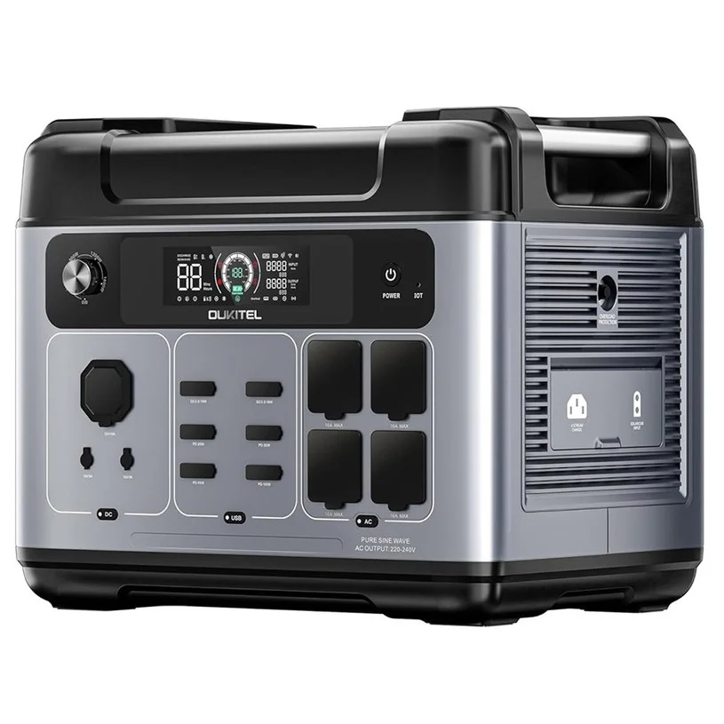 OUKITEL P2001 Plus Portable Power Station, 2400W AC Output, 2048Wh LiFePO4 Battery, 13 Outlets, 80% Charge in 1Hr, Smart APP Control, Adjust at 400W/800W/1200W/1800W, 2000W UPS < 10ms, Max. 500W Solar Input, IP54 Dust-Proof & Splash-Proof