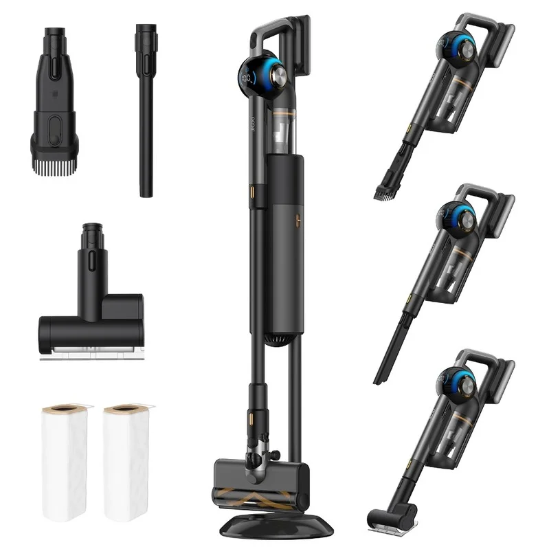 JIGOO V700 Cordless Vacuum Cleaner with 2.5 L Suction Station, Automatic Dust Emptying, 33KPa Suction Power, Anti-Tangle Brush, Dual LED Illumination, Up to 55 Minutes Runtime, Ideal for Hard Floor, Carpet, Pet