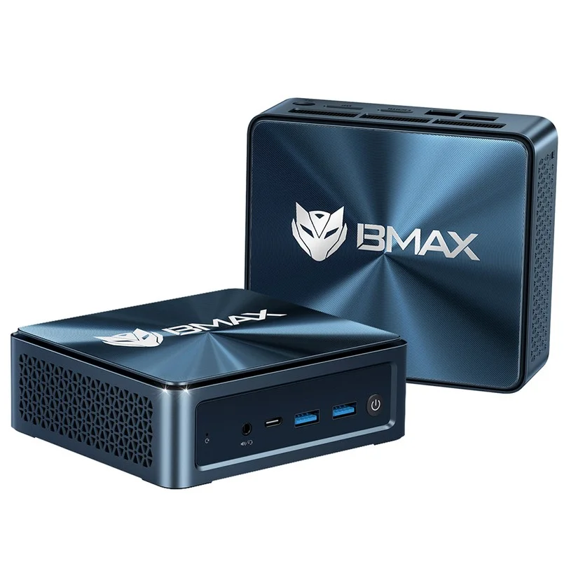 BMAX B9 Plus Mini PC, Intel Core i5-1250P 12 Cores Max 4.4GHz, 24GB LPDDR5 RAM 512GB SSD, DP+HDMI+Type-C 4K Triple Display, Support Dynamic HDR, WiFi 6 Bluetooth 5.2, 2*USB3.2, 2*USB2.0, 1*RJ45, 1*Headset Jack, Space Capsule Cooling System