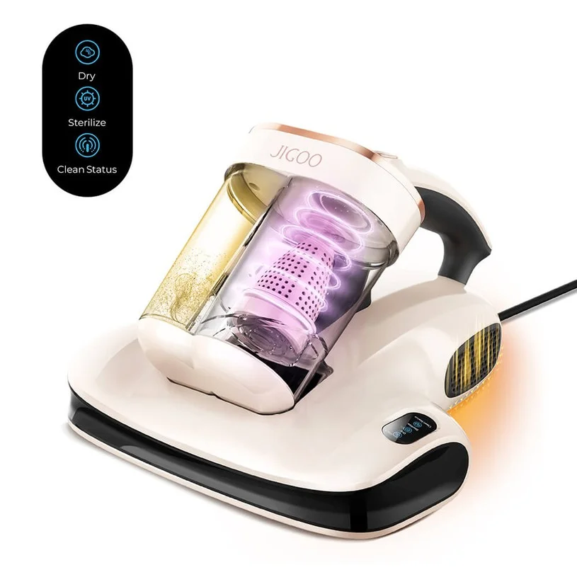Refurbished JIGOO S100 Corded Smart Dual-Cup Mattress Vacuum Cleaner, 350W, 12KPa Suction
