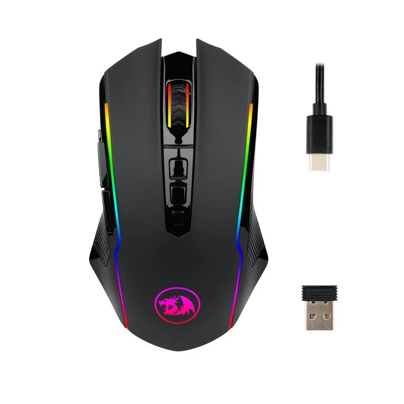 Refurbished Redragon M910-KS RANGER LITE RGB 2.4G Wireless/Wired Double Modes Gaming Mouse 8000 DPI with Rapid Fire Buttons - Black