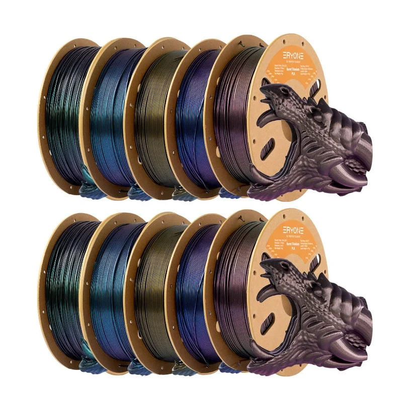 10kg ERYONE Burnt Titanium PLA Filament - 2kg Blue-purple + 2kg Red + 2kg Dark Golden + 2kg Blue + 2kg Green