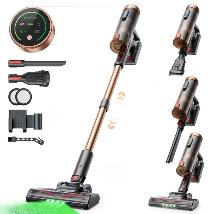 Proscenic P11 Ultra Cordless Stick Vacuum Cleaner, 40KPA 450W Powerful Cordless Vacuum Cleaner, GreenEye LED, Anti-Tangle Brush, Telescopic Lightweight Stick Vacuum Cleaner for Carpet Pet Hair Hard Floor Car