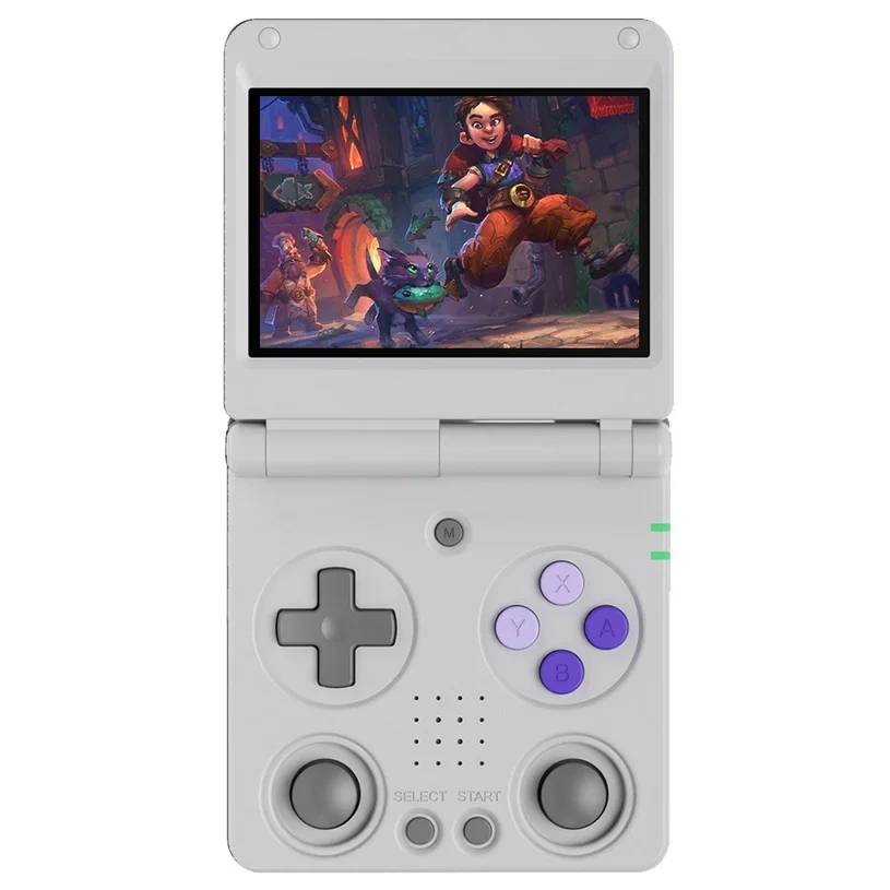 ANBERNIC RG34XXSP Flip Game Console, 64GB + 256GB TF Card with 14000+ Games, 3.4 inch 720*480 IPS Screen, 30+ Emulators, 6 Hours Playtime, 5G WiFi, Multimedia Apps - Grey