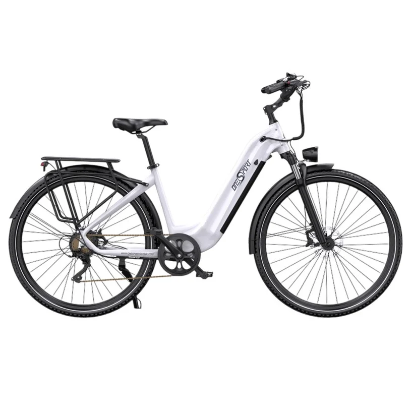 ONESPORT OT05 Pro Electric Bike, 250W Motor, 36V 22.5Ah Battery, 700*50C Tires, 25km/h Max Speed, 140km Range, Hydraulic Disc Brakes, Front Suspension Fork, Shimano 7-speed - White