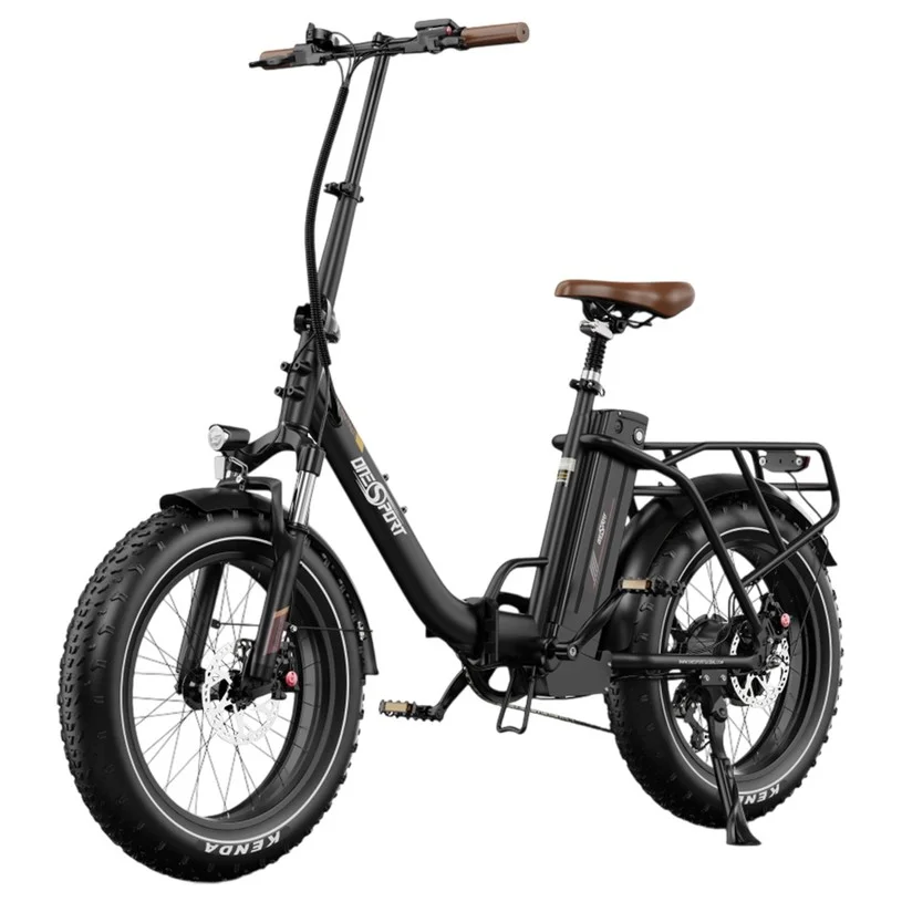 ONESPORT OT16 Max Electric Bike, 500W Motor, 48V 18Ah Battery, 20*4.0 inch Tires, 25km/h Max Speed, 120km Range, Hydraulic Disc Brakes, Front Suspension Fork, Shimano 7-speed - Black Brown