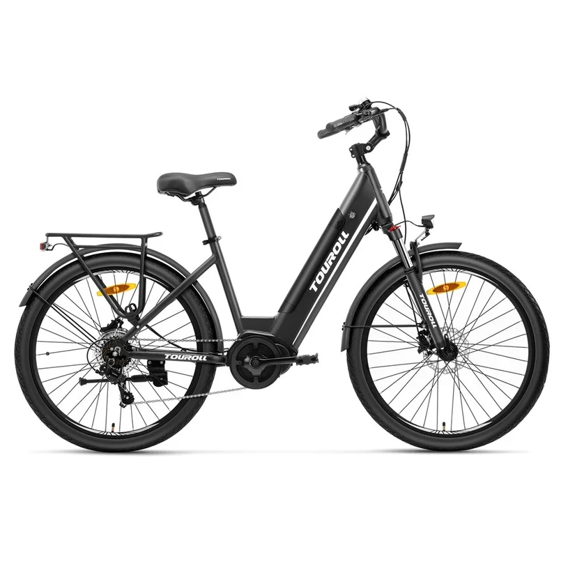 Touroll MA1 Electric Bike, 250W Mid-drive Motor, 36V 13Ah Battery, 26 inch Tires, 25 km/h Max Speed, 110km Max Range, Hydraulic Disc Brakes, Suspension Fork with Lockout, Shimano 7-speed - EU Plug