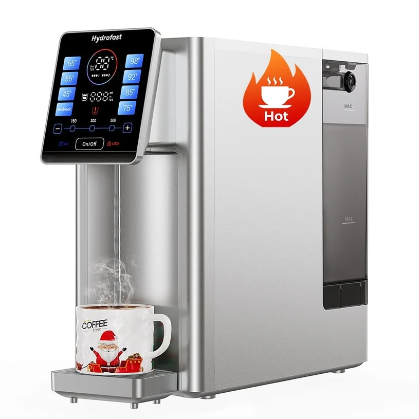 Hydrofast W100 Countertop Water Purifier with Hot & Ambient Water, 8 Temperatures, Hot Water in 3 Seconds, 6 Levels Reverse Osmosis Filtration,15 levels Water Volume, for Kitchen, Office, Bedroom