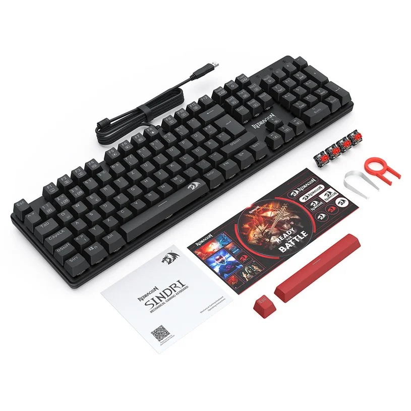 Mechanical Gaming Keyboard Redragon K671-DE, Full Size 105 Keys, Wired USB-C, Hot-Swappable Switches, DE QWERTZ Layout, RGB Backlit, Anti-Ghosting, Windows macOS Compatible, for Typing and Gaming, Redragon Mechanical Keyboard