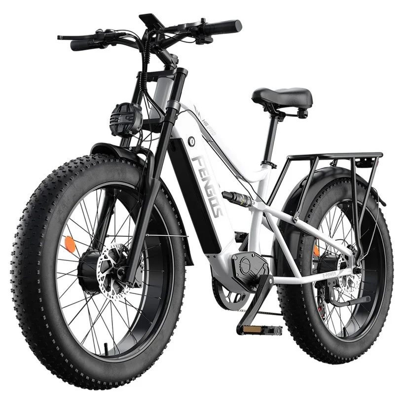FENGQS H6PRO Electric Bike, 1000W*2 Motor, 52V 17.5Ah Battery, 26*4.0 inch Tires, 60km/h Max Speed, 140km Range, 7-speed, LCD Display - White