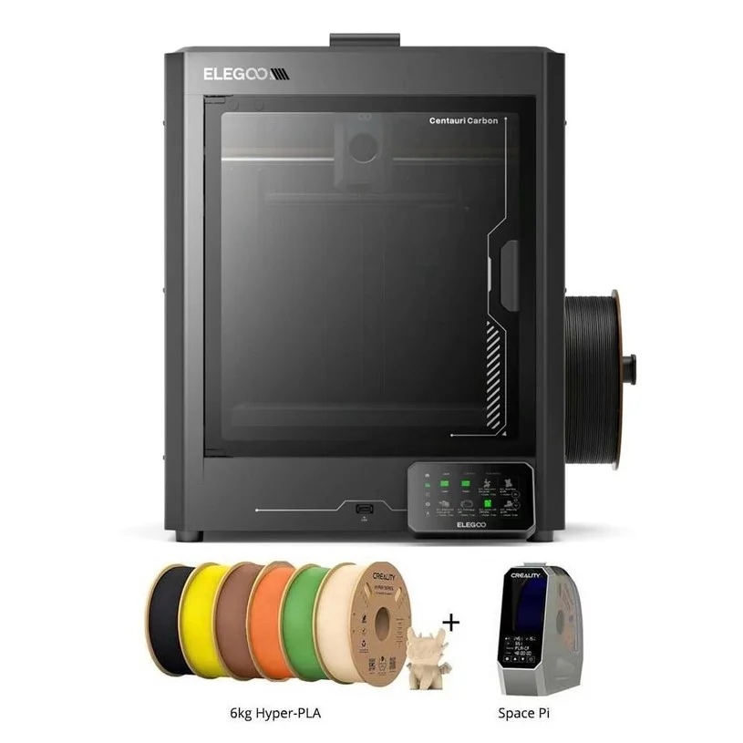 Elegoo Centauri Carbon 3D Printer + Creality Space Pi Dryer + 6kg Creality Hyper-PLA - Black + Skin Color + Yellow + Green + Orange + Brown