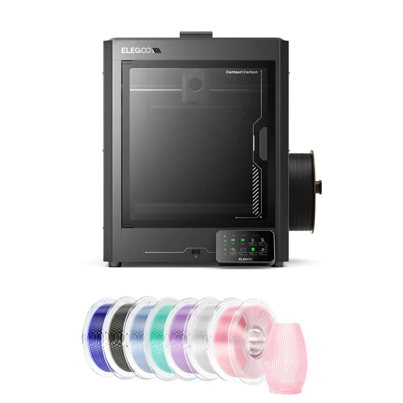 Elegoo Centauri Carbon 3D Printer +7kg High-Speed PETG Transparent Filament - 1kg Smoke Gray/ Blue/ Light Blue/ Cyan/ Transparent/ Light Purple/ Pink