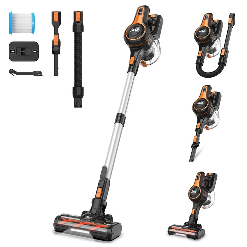 INSE S680 Cordless Stick Vacuum, 28kPa 250W Suction, Max 50min Runtime