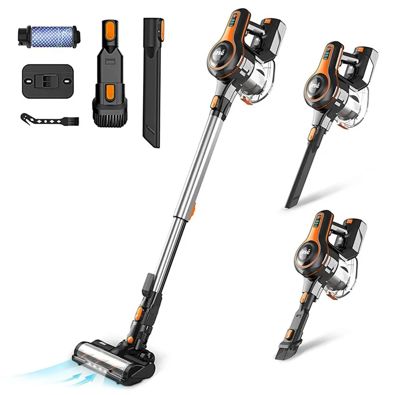 INSE S600 Cordless Stick Vacuum, 25kPa Suction, 40min Runtime, LED Light