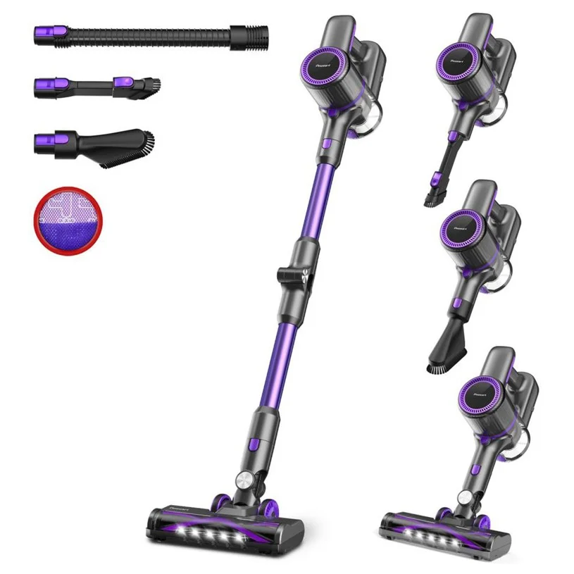 POWEART N700 Cordless Stick Vacuum, 30kPa Powerful Suction, 45min Runtime, LED Floor Brush