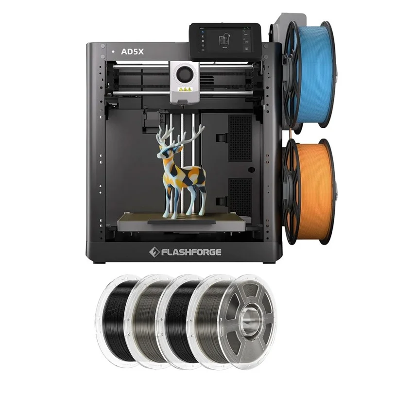 Flashforge AD5X 3D Printer + 4kg High-Speed PETG/PLA+ - Red, Blue,Yellow 
and Black | Germany