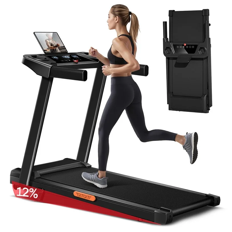ROBORE SF10 Treadmill with 12% Incline, Electric Treadmill 12KM/H, Foldable Treadmill for home with 3.0 HP Motor and LED Display, Maximum Load 136KG - Black