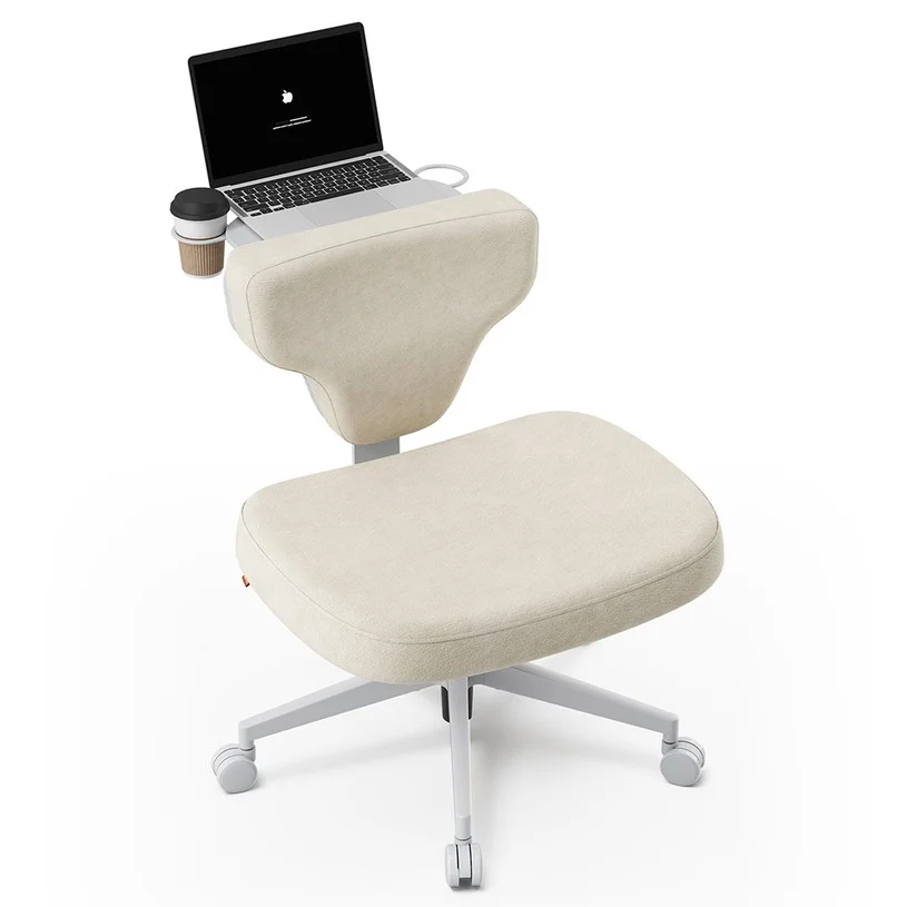 NEWTRAL Freedom-X-FP Criss Cross Legged Chair without Armrests, Ergonomic Multi-Posture Home Office Desk Chair, Adjustable Laptop Tray for Work & Relax - Apricot