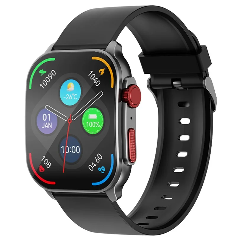 IMIKI Frame 2 Smartwatch, 2.01 inch AMOLED Display, Bluetooth Calling, 100+ Sports Modes, 24/7 Health Monitoring, Sleep Monitoring - Black Watchband
