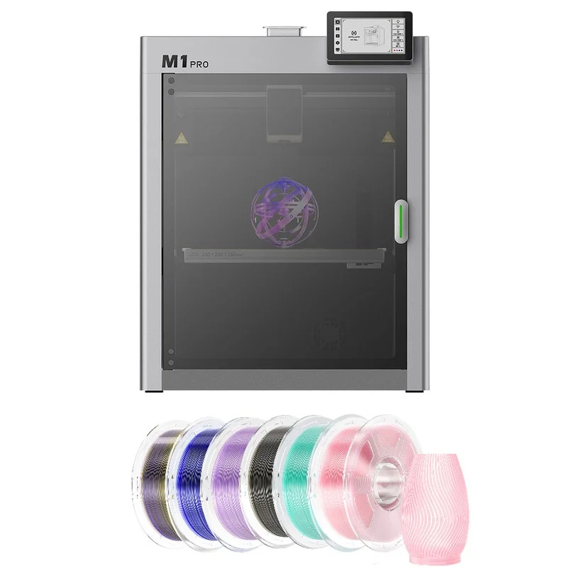 Artillery M1 Pro 3D Printer + 6kg Mecpow High Speed PETG Filament - 1kg Smoke Grey/Transparent Rainbow/Blue/ Light Pink/Light Purple/Cyan