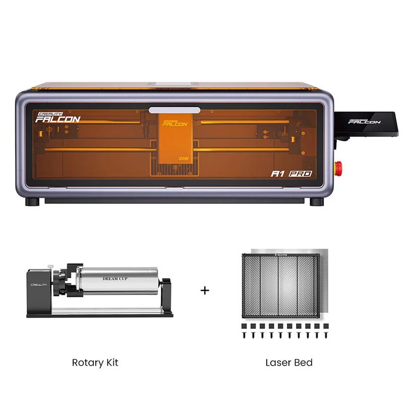 Creality Falcon A1 Pro 20W Laser + Rotary Kit + Laser Bed