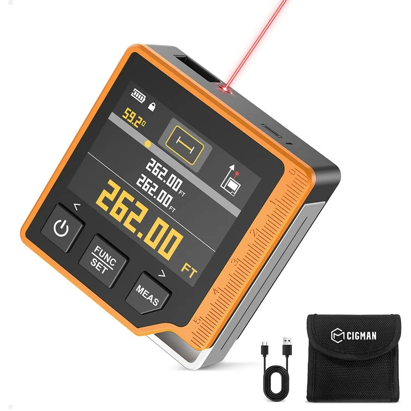 CIGMAN CD-80 Laser Tape Measure, 262ft/80m Measurement, 6 Units Switchable, 1000mAh Rechargeable Battery