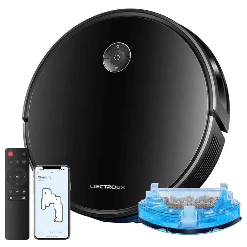 Liectroux C7 Robot Vacuum and Mop Combo, 6000Pa Powerful Suction, Smart Mapping, WiFi App & Remote Control, Brushless Motor, Works with Alexa & Google Assistant, Ideal for Pet Hair/Carpets/Hard Floors