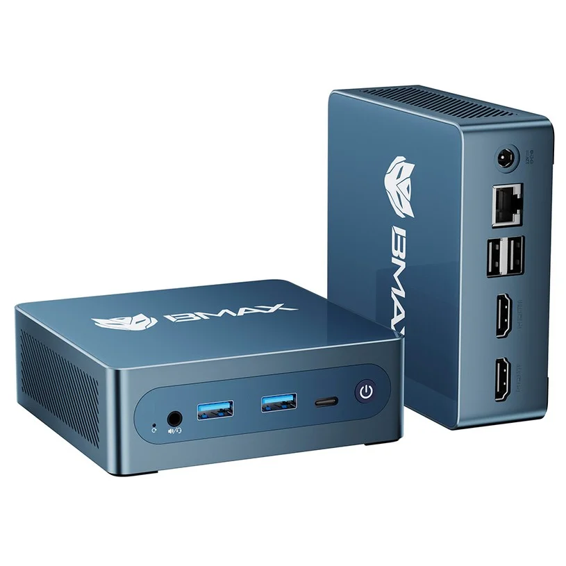 BMAX B4 Ultra Mini PC, Intel N150 4 Cores Max 3.6GHz, 16GB RAM 512GB SSD, 2*HDMI Dual Screen Display, WiFi 5 Bluetooth 5.0,
2*USB3.0, 2*USB2.0, 1*RJ45, 1*Headphone Jack
