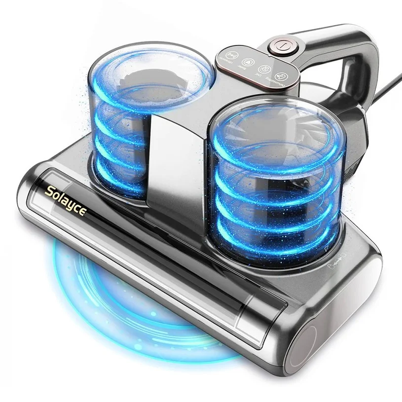 Solayce BV200 Double Cup Smart Mite Cleaner, 500W Power, 16000Pa Suction, 0.6L Capacity, 60℃ Hot Air, UV Light & HEPA Filtration