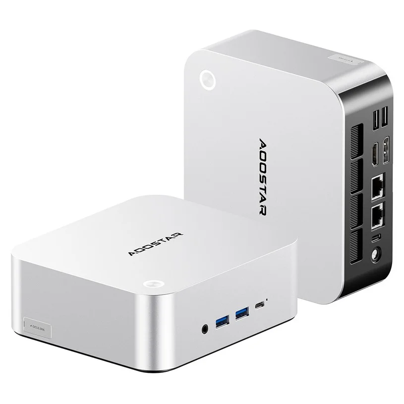 AOOSTAR MACO Mini PC Barebone (No RAM No SSD), AMD Ryzen 7 H255 8 Cores Max 4.9GHz, 2*USB4 + HDMI + DP Quad Screen Display, WiFi 6, 2*USB3.2, 1*USB3.0, 1*USB2.0, 2*2.5G LAN, 1*OCuLink, Fingerprint Unlock - EU Plug