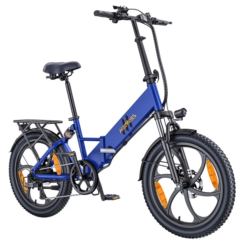 HillMiles Mile 2 Electric Bike, 250W Motor, 36V 13Ah Battery, 100km Range, 20*3 inch Tires, Dual Hydraulic Brakes - Blue