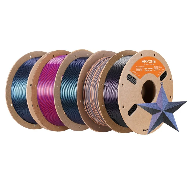 5kg ERYONE Burnt Titanium Dual Color PLA Filament - Black & Blue/Totem Engraving/Green & Blue/Black & Rose-red & Purple-blue/Twilight Glow