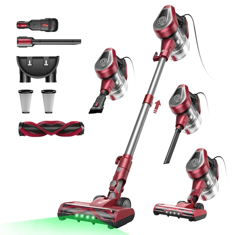 Vactidy Blitz C8 Corded Vacuum Cleaner, 600W Turbo Motor, 60000Pa Suction, 1.7kg Lightweight, 1.5L Dustbin, V-Shaped Brush, LED Headlights, 7m Cord