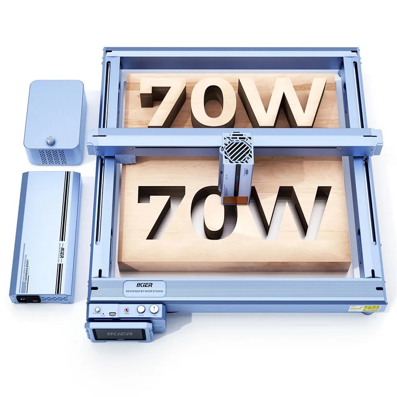 IKIER K1 Pro Max 70W Laser Engraver, 410mm×410mm Working Area, 900mm/s Speed, 0.01mm Precision, Dual Gear Laser, One-key Autofocus & Auto Sinking Cutting