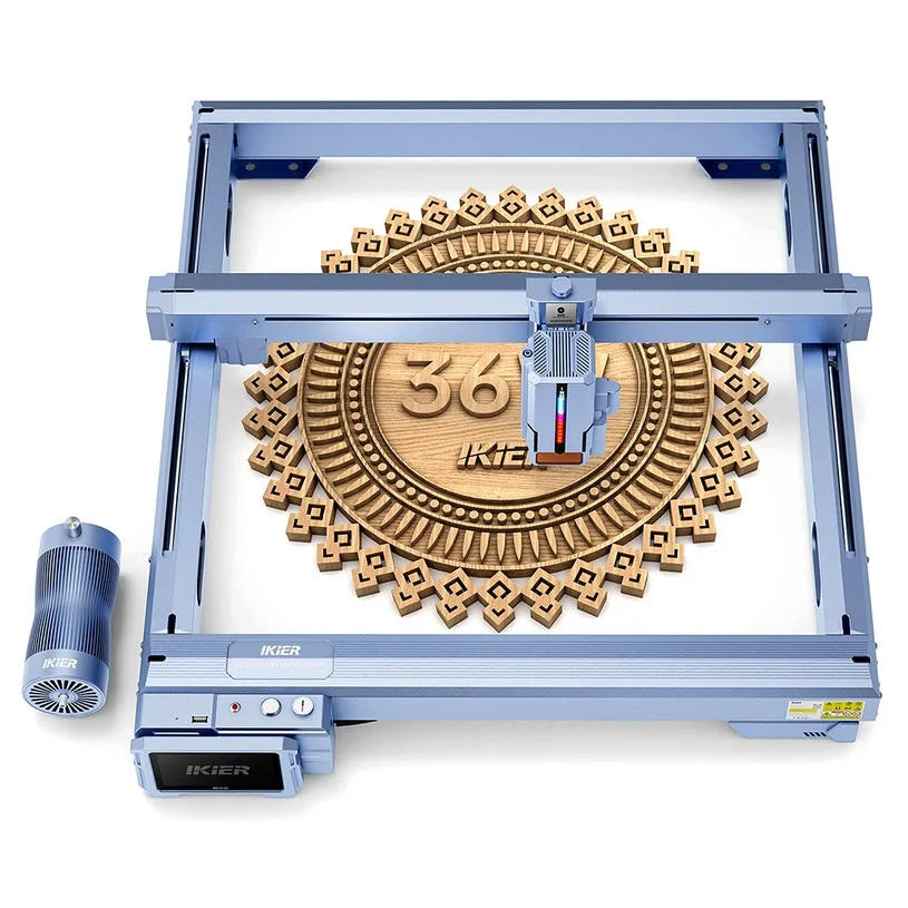 IKIER K1 Ultra 36W Laser Engraver, 410mm×410mm Working Area, 800mm/s Speed, 0.08mm×0.1mm Laser Spot, 0.01mm Precision, Auto Focus, Auto Sinking & One-Pass Cutting